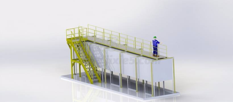 工厂钢结构走廊平台模型